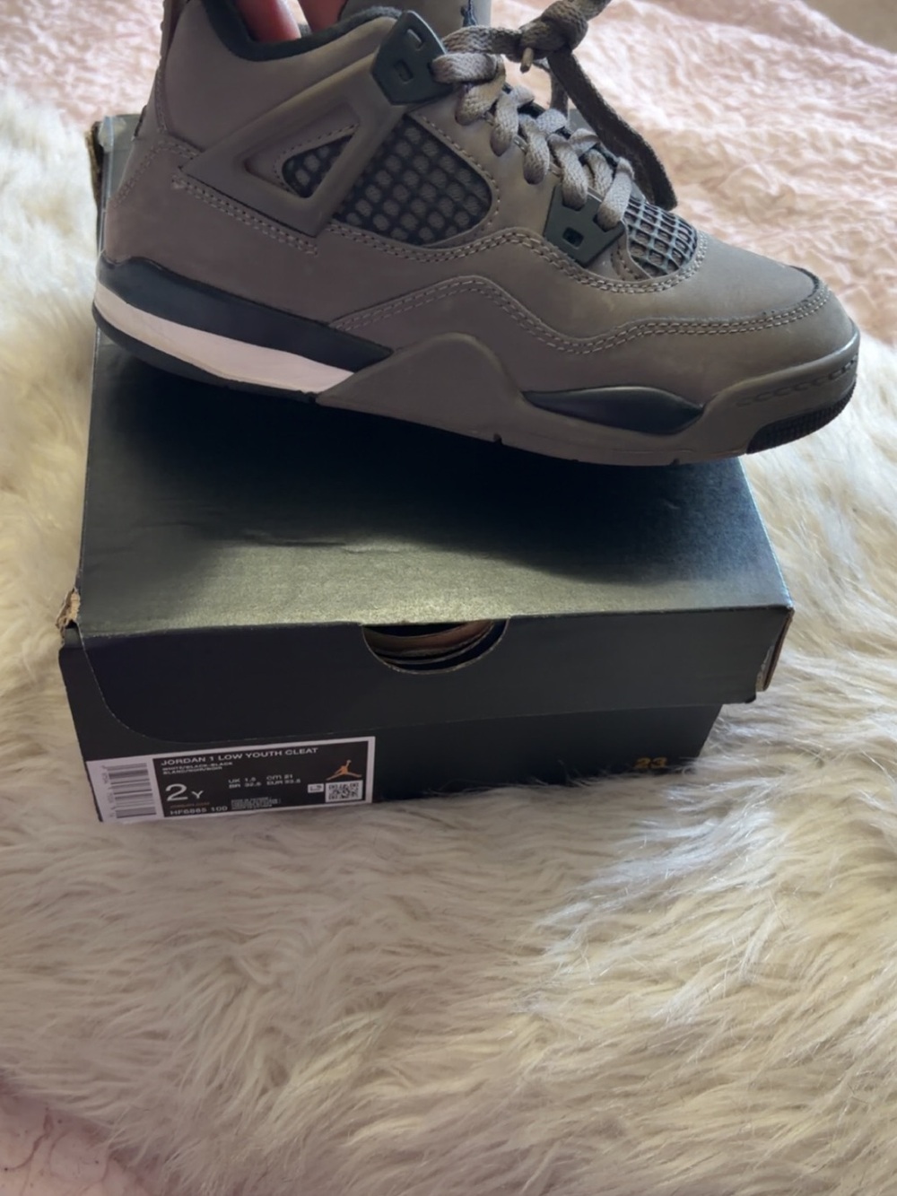 Jordan Kids Grey/Black Retro Basketball Sneakers